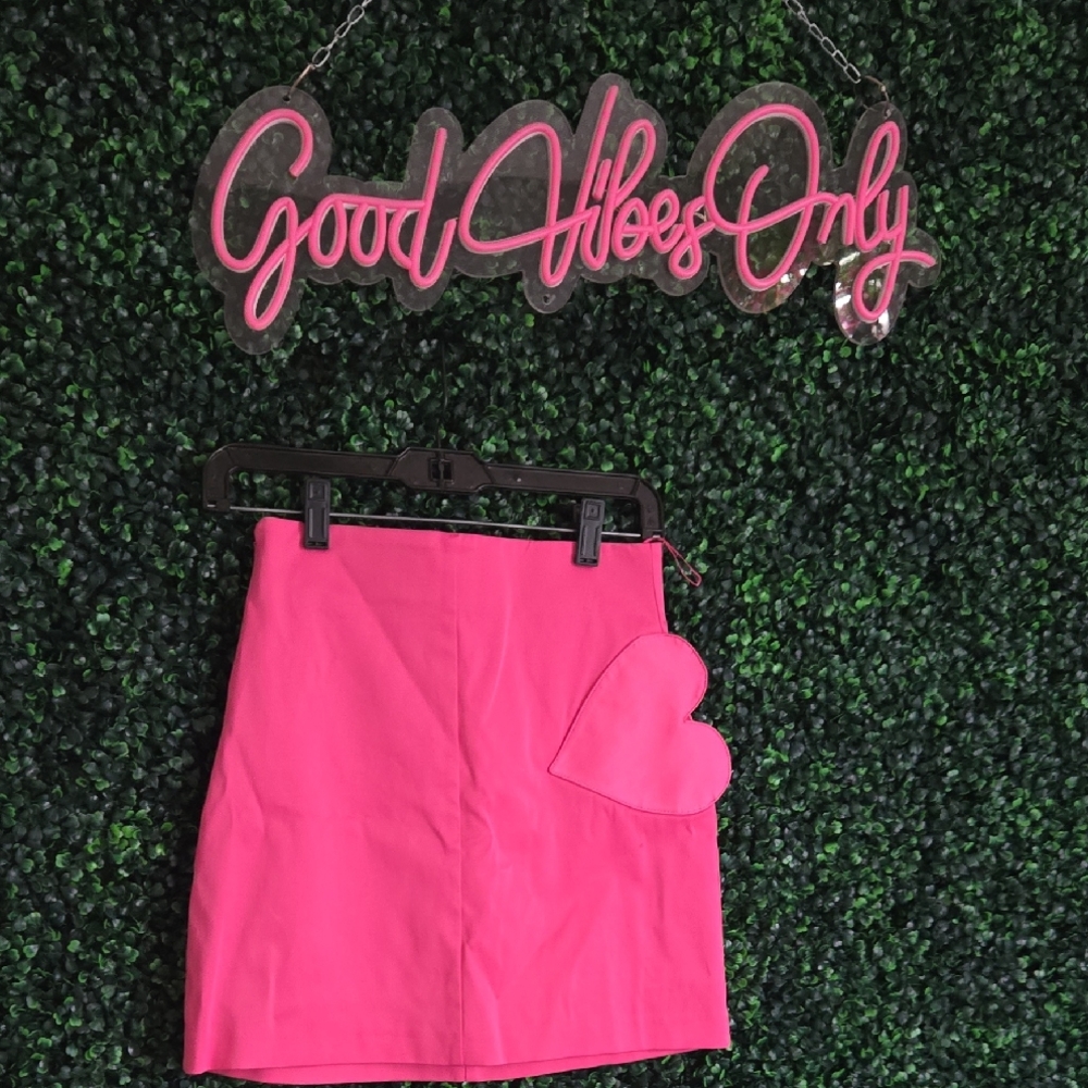 Zara Pink Heart Pocket Accent Skirt XS